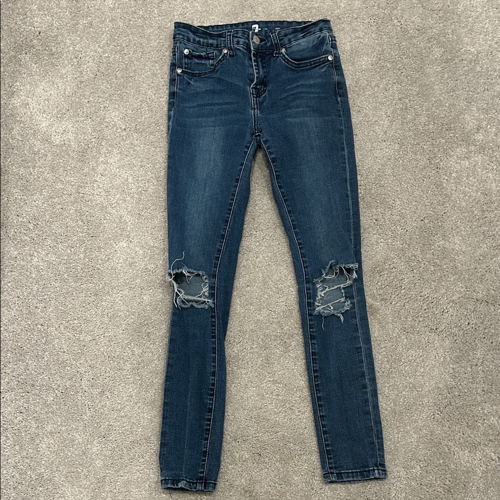 7 For All Mankind Kids Distressed Jeans in Navy